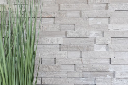 Muro di marmo a mosaico in pietra naturale mattone grigio chiaro a strisce piastrelle backsplash muro - MOS40-3D20