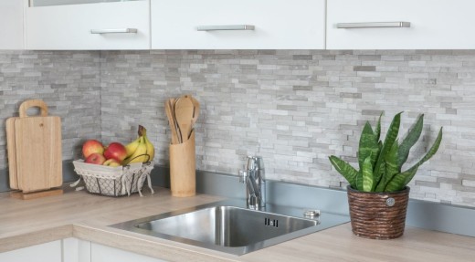 Muro di marmo a mosaico in pietra naturale mattone grigio chiaro a strisce piastrelle backsplash muro - MOS40-3D20