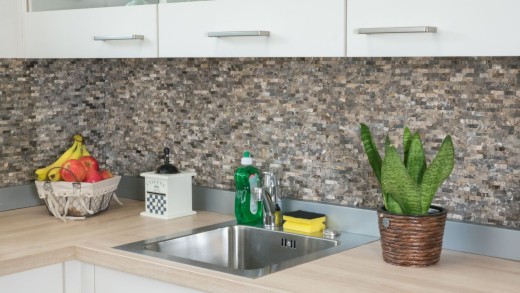 Muro di marmo a mosaico pietra naturale pietra marrone scuro muro di mattoni legame 3D look cucina bagno - MOS40-3D76