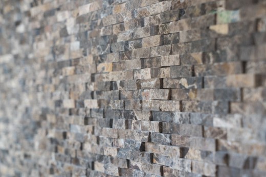Muro di marmo a mosaico pietra naturale pietra marrone scuro muro di mattoni legame 3D look cucina bagno - MOS40-3D76