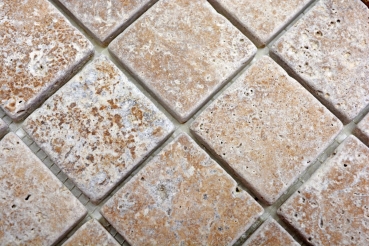 Travertino mosaico piastrelle terrazza pavimento pietra naturale medio noce marrone piastrelle backsplash muro piastrelle cucina piastrelle rivestimento in mattoni - MOS43-44048