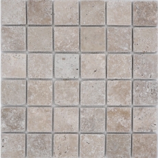 Piastrelle di travertino mosaico terrazza pavimento pietra naturale Medio beige chiaro crema parete rivestimento piatto doccia doccia parete cucina piastrelle - MOS43-46048