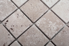Piastrelle di travertino mosaico terrazza pavimento pietra naturale Medio beige chiaro crema parete rivestimento piatto doccia doccia parete cucina piastrelle - MOS43-46048