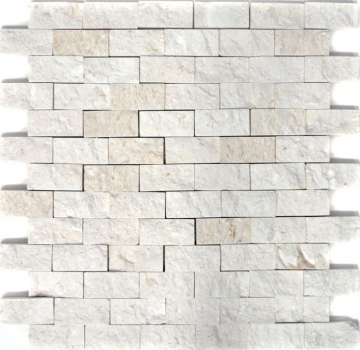 Mosaico di pietra calcarea pietra naturale Splitface muro di pietra bianco crema Brick Limestone 3D ottica piastrelle backsplash muro piastrelle bagno - MOS29-49248