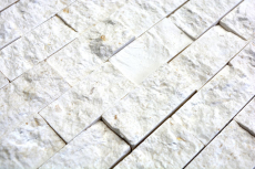 Mosaico di pietra calcarea pietra naturale Splitface muro di pietra bianco crema Brick Limestone 3D ottica piastrelle backsplash muro piastrelle bagno - MOS29-49248
