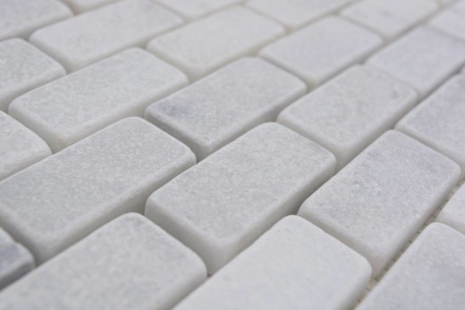 Mosaico di marmo pietra naturale mattone muro legame Ibiza bianco grigio chiaro piastrelle backsplash cucina - MOSSopo-46692