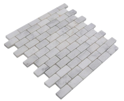 Mosaico di marmo pietra naturale mattone muro legame Ibiza bianco grigio chiaro piastrelle backsplash cucina - MOSSopo-46692