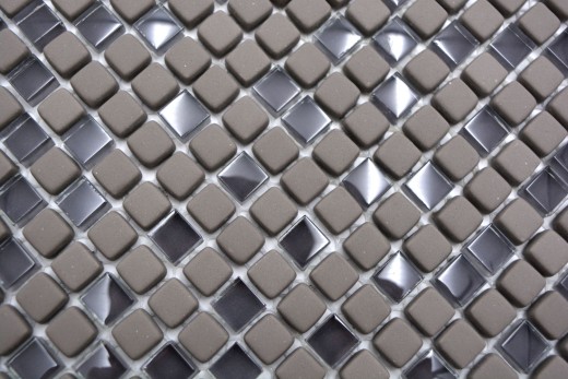 Mosaico di vetro Rivestimento sostenibile Piastrella Recycling Smalto grigio-marrone opaco MOS140-05G