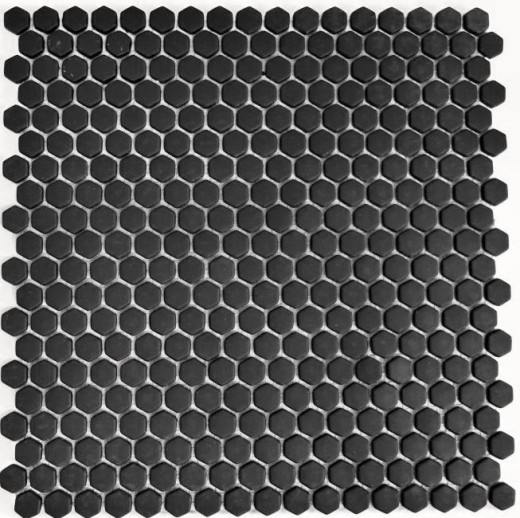Mosaico di vetro Rivestimento sostenibile Tile Recycling Hexagon Smalto nero antracite opaco MOS140-HX11B