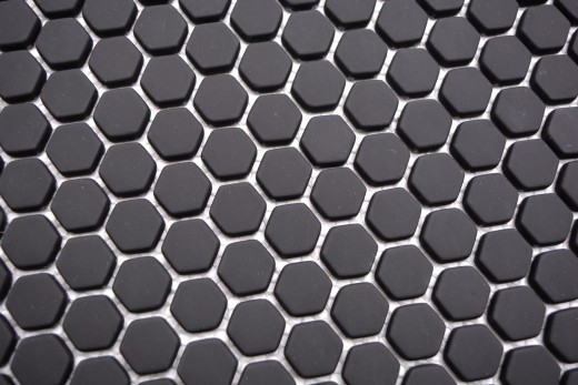 Mosaico di vetro Rivestimento sostenibile Tile Recycling Hexagon Smalto nero antracite opaco MOS140-HX11B