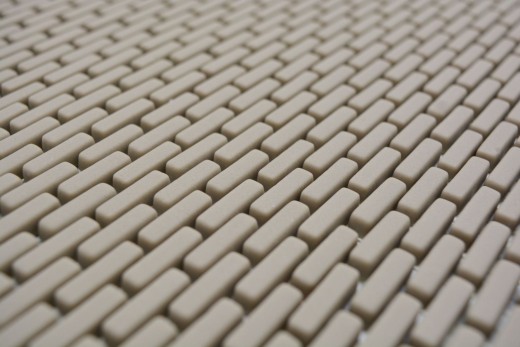 Mosaico di vetro Rivestimento sostenibile Backsplash di piastrelle Riciclaggio Brick Smalto crema opaco MOS140-B23C