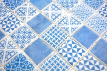 Mosaico vintage retrò ECO GLASS blu patchwork MOS145-P-40_f | 10 tappetini per mosaico