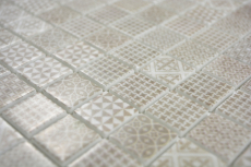 Mosaico retro vintage dipinto a mano in vetro riciclato ECO beige patchwork MOS145-P-50_m