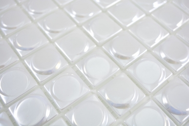 Mosaico di vetro Rivestimento sostenibile Piastrella Riciclaggio bianco metallizzato 3DR MOS350-12