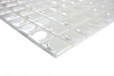 Mosaico di vetro Rivestimento sostenibile Piastrella Riciclaggio bianco metallizzato 3DR MOS350-12