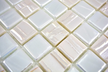 Piastrella di mosaico campione a mano ECO Recycling GLAS ECO bianco metallizzato 3D MOS355-11_m