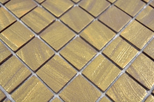 Mosaico di vetro Rivestimento sostenibile Backsplash di piastrelle Riciclaggio oro satinato MOS360-05