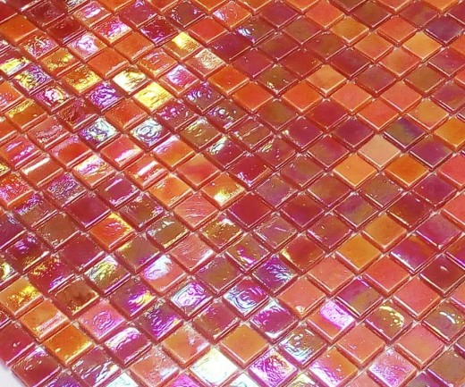 Mosaico di vetro tessere di mosaico arancio rosso iridescente parete piastrelle backsplash MOS58-0902