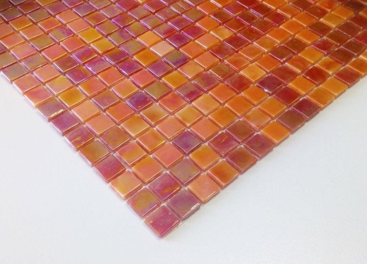 Mosaico di vetro tessere di mosaico arancio rosso iridescente parete piastrelle backsplash MOS58-0902