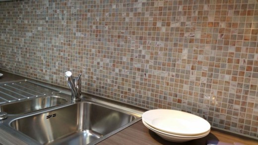 Mosaico di vetro tessere di mosaico beige grigio rame piastrelle da parete bagno piastrelle doccia alzatina piastrella specchio MOS54-0104