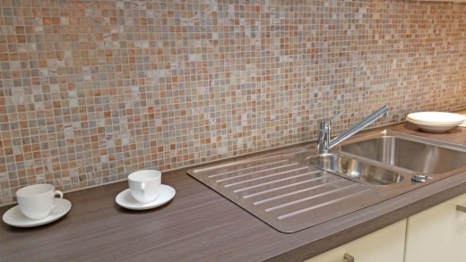 Mosaico di vetro tessere di mosaico beige grigio rame piastrelle da parete bagno piastrelle doccia alzatina piastrella specchio MOS54-0104