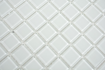 Piastrella di mosaico dipinta a mano Mosaico di vetro traslucido Cristallo bianco BAGNO WC Cucina PARETE MOS63-0102_m
