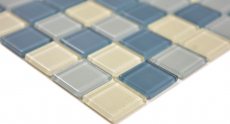 Mosaico dipinto a mano Mosaico di vetro traslucido Cristallo bianco argento metallizzato grigio metallizzato MOS63-0122_m