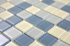 Mosaico dipinto a mano Mosaico di vetro traslucido Cristallo bianco argento metallizzato grigio metallizzato MOS63-0122_m