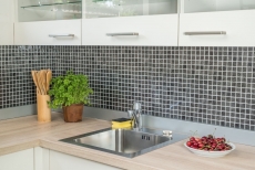 Piastrella di vetro a mosaico Backsplash di piastrelle argento antracite nero struttura aspetto metallo MOS63-CM-4BL12