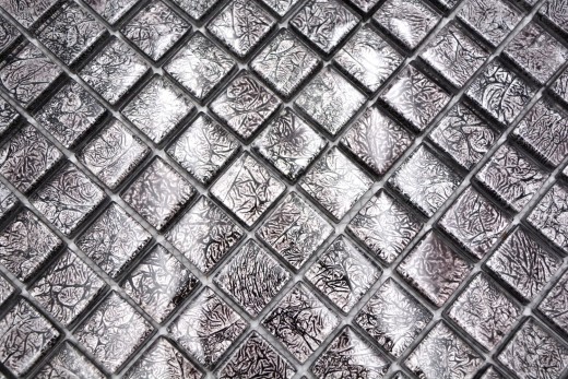 Piastrella di mosaico di vetro argento antracite nero struttura metal look MOS126-8BL17