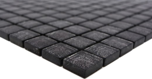 Piastrella di mosaico di vetro argento antracite nero struttura metal look MOS126-8BL17