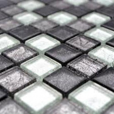 Piastrella di mosaico dipinta a mano Mosaico di vetro nero traslucido Struttura in cristallo argento nero MOS126-1703_m