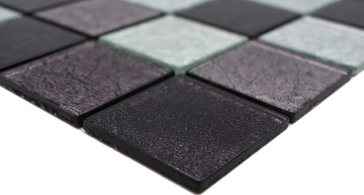 Piastrella di vetro mosaico argento grigio nero struttura aspetto metallo MOS126-1704