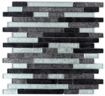 Piastrella di mosaico dipinta a mano Mosaico di vetro composito nero traslucido Struttura in cristallo nero argento MOS86-1703_m