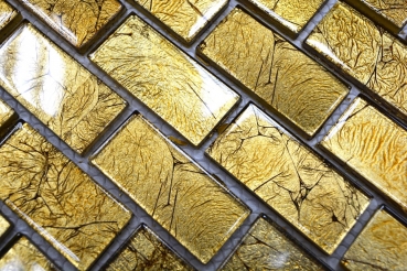 Piastrella di mosaico dipinta a mano Mattone traslucido Mosaico di vetro Struttura in oro cristallo MOS120-0744_m