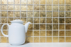 Mosaico di vetro piastrelle doro Piastrelle strutturate backsplash Cucina parete doccia MOS120-0746