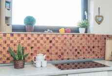 Mosaico di vetro arancione Sunrise piastrelle backsplash cucina doccia muro MOS88-8SRO