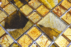 Piastrella di mosaico dipinta a mano Mosaico di vetro traslucido combinato Crystal Desert gold MOS88-8DSG_m