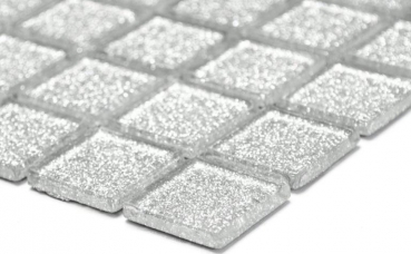 Mosaico dipinto a mano Mosaico in vetro traslucido Cristallo argento martellato MOS60-0207_m
