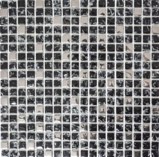 Piastrella di mosaico dipinta a mano Mosaico di vetro traslucido nero argento Cristallo EP nero argento MOS92-1099_m