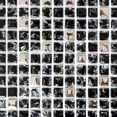 Piastrella di mosaico dipinta a mano Mosaico di vetro traslucido nero argento Cristallo EP nero argento MOS92-1099_m