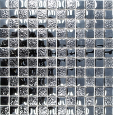 Piastrella di mosaico dipinta a mano Nero traslucido Mosaico di vetro Cristallo lucido nero MOS88-8LU89_m