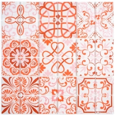 Mosaico vintage retrò dipinto a mano Mosaico di vetro rosso traslucido Crystal SWISS MOS68-Retro-SW_m