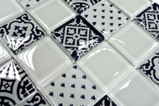 Piastrella di mosaico retrò vintage Mosaico di vetro bianco traslucido Cristallo bianco ottico MOS78B-0103_f | 10 tappetini di mosaico