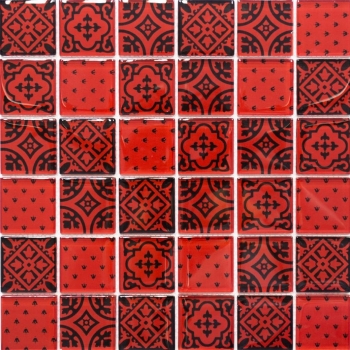 Mosaico di vetro ornamenti retro vintage aspetto piastrella di mosaico rosso MOS78B-0902