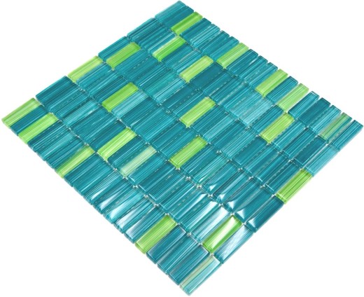 Piastrella di vetro a mosaico Stile aste bottiglie verde turchese kiwi alzatina cucina MOS77-0508