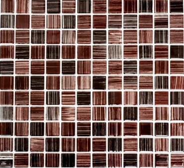 Piastrella di mosaico modellata a mano Mosaico di vetro traslucido marrone striato Cristallo marrone striato MOS64-1309_m