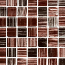 Piastrella di mosaico modellata a mano Mosaico di vetro traslucido marrone striato Cristallo marrone striato MOS64-1309_m