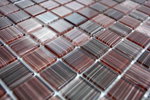 Mosaico di vetro tessere di mosaico linea marrone piastrelle specchio parete doccia MOS64-1309