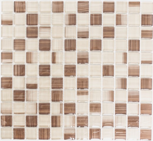 Piastrella di vetro a mosaico Stile beige marrone per lalzatina della cucina MOS74-1209